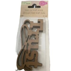 Crafters Square 3 PC Laser Cut Kraft Words Brown Wood Craft Embellishments